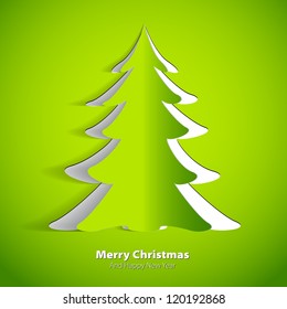 Christmas Greeting Card - Paper Tree - vector illustration