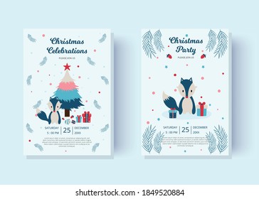 Christmas greeting card. Christmas party invitation. Holiday party.