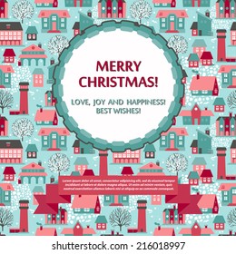 Christmas Greeting Card or party invitation template, vector illustration