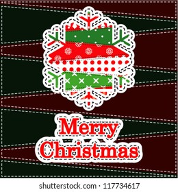 Christmas Greeting Card. Patchwork christmas background with snow flake.
