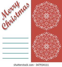 Christmas greeting card and patterns vector background. Merry Christmas holidays wish design and vintage ornament decoration. Happy new year message. Vector illustration.