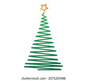 Christmas greeting card. pine tree and star icon. christmas background, banner. editable vector.
