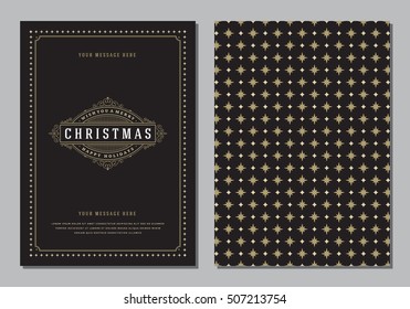 Christmas Greeting Card or Poster Design Template. Merry Christmas and Holidays Wishes Retro Typography Label and place for text. Vector illustration EPS 10.