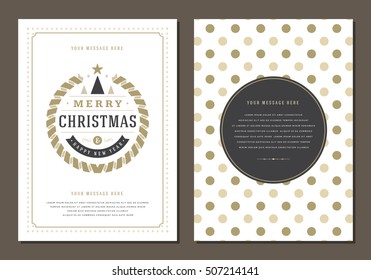 Christmas Greeting Card or Poster Design Template. Merry Christmas and Holidays Wishes Retro Typography Label and place for text. Vector illustration EPS 10.