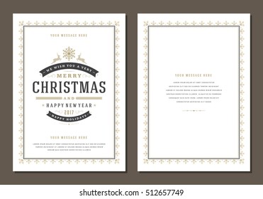 Christmas Greeting Card or Poster Design Template. Merry Christmas and Holidays Wishes Retro Typography Label and place for text. Vector illustration EPS 10.