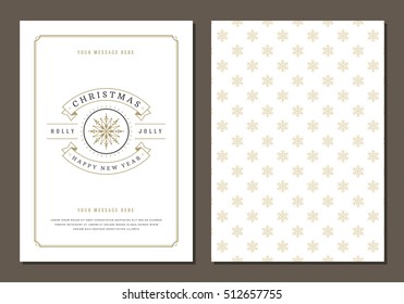 Christmas Greeting Card or Poster Design Template. Merry Christmas and Holidays Wishes Retro Typography Label and place for text. Vector illustration EPS 10.