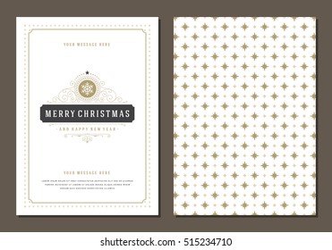 Christmas Greeting Card or Poster Design Template. Merry Christmas and Holidays Wishes Retro Typography Label and place for text. Vector illustration EPS 10.