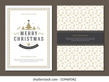 Christmas Greeting Card or Poster Design Template. Merry Christmas and Holidays Wishes Retro Typography Label and place for text. Vector illustration EPS 10.
