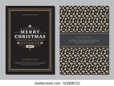 Christmas Greeting Card or Poster Design Template. Merry Christmas and Holidays Wishes Retro Typography Label and place for text. Vector illustration EPS 10.