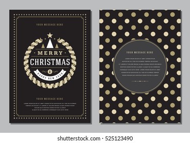Christmas Greeting Card or Poster Design Template. Merry Christmas and Holidays Wishes Retro Typography Label and place for text. Vector illustration EPS 10.