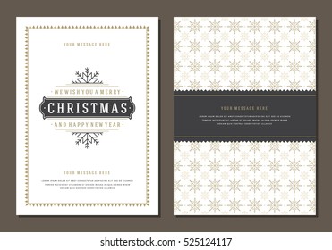 Christmas Greeting Card or Poster Design Template. Merry Christmas and Holidays Wishes Retro Typography Label and place for text. Vector illustration EPS 10.