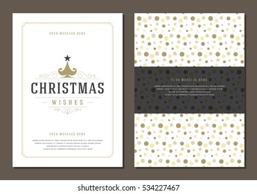 Christmas Greeting Card or Poster Design Template. Merry Christmas and Holidays Wishes Retro Typography Label and place for text. Vector illustration EPS 10.