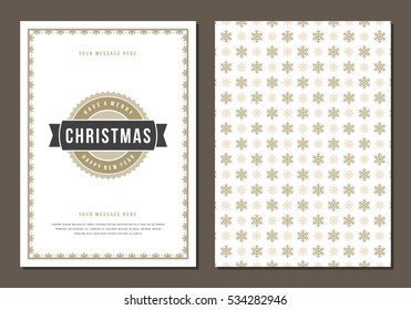 Christmas Greeting Card or Poster Design Template. Merry Christmas and Holidays Wishes Retro Typography Label and place for text. Vector illustration EPS 10.