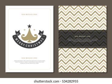 Christmas Greeting Card or Poster Design Template. Merry Christmas and Holidays Wishes Retro Typography Label and place for text. Vector illustration EPS 10.