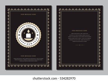 Christmas Greeting Card or Poster Design Template. Merry Christmas and Holidays Wishes Retro Typography Label and place for text. Vector illustration EPS 10.