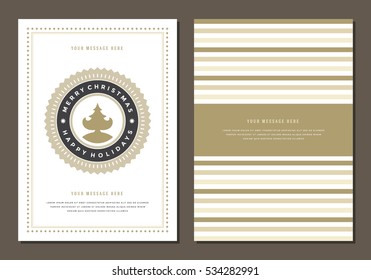 Christmas Greeting Card or Poster Design Template. Merry Christmas and Holidays Wishes Retro Typography Label and place for text. Vector illustration EPS 10.