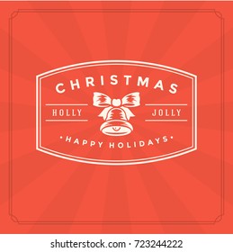 Christmas greeting card or poster design. Merry Christmas typography holidays wish logo emblem template. Gift box vector background.