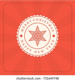 Tarjeta de felicitación de Navidad o diseño de afiches. Feliz Navidad tipografía vacaciones desear la plantilla del emblema del logo. Fondo vectorial rojo.