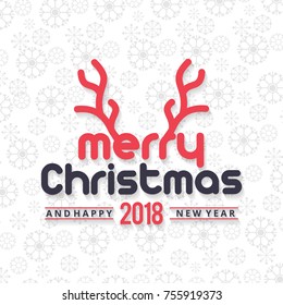 Christmas greeting card or poster design. Merry Christmas typography holidays wish logo emblem template with white background
