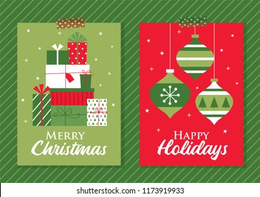 christmas greeting card with red and green color