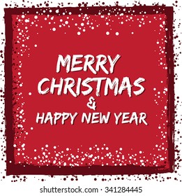Christmas Greeting Card in Red. Merry Christmas lettering. Stylish elements for design. Vector illustration.