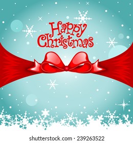 Christmas greeting card with red ribbon