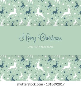 Christmas greeting card with reindeer icons. Vector