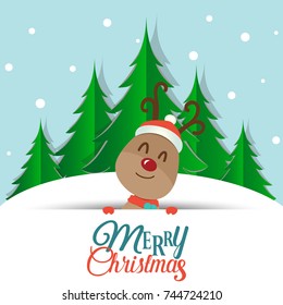 Christmas Greeting Card with Christmas Reindeer. Vector illustration.