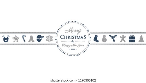 Christmas greeting card with retro elements. Vector.