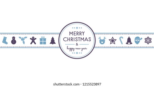 Christmas greeting card with retro elements. Vector.