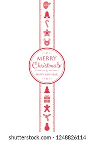 Christmas greeting card with retro elements. Vector.