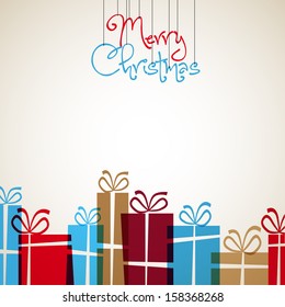 Christmas Greeting Card - Retro Merry Christmas lettering - vector illustration