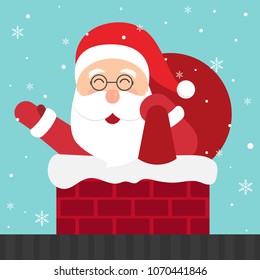 Christmas greeting card, Santa Claus waving his hand.