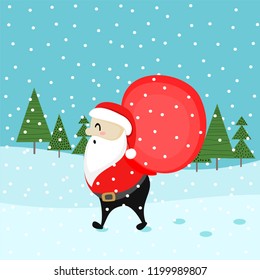 Christmas greeting card with Santa Claus. Vector illustration.