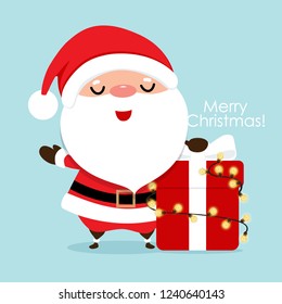 Christmas Greeting Card with Christmas Santa Claus, vector illustration.