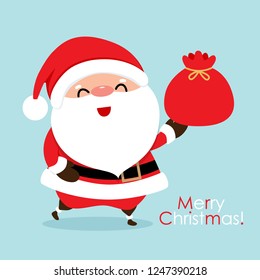 Christmas Greeting Card with Christmas Santa Claus, vector illustration.