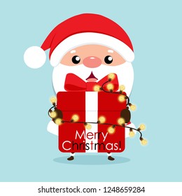 Christmas Greeting Card with Christmas Santa Claus, vector illustration.