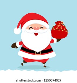 Christmas Greeting Card with Christmas Santa Claus, vector illustration.