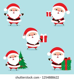 Christmas Greeting Card with Christmas Santa Claus and Christmas tree, vector illustration.
