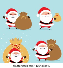 Christmas Greeting Card with Christmas Santa Claus, vector illustration.
