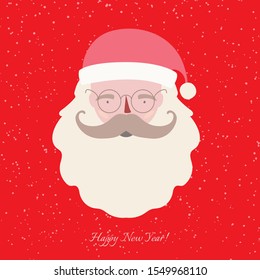 Christmas greeting card Santa Claus - christmas character cute cartoon style for banner, tag, decoration, web site, calendar, holiday cover, flyer, brochure, poster, invitation, festive. Vector 10 eps