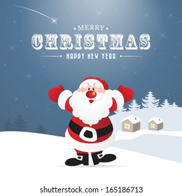 Christmas greeting card with Santa Claus