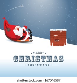 Christmas greeting card with Santa Claus
