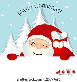 Christmas Greeting Card with Christmas Santa Claus. Vector illustration