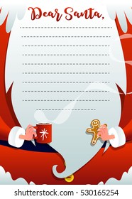 Christmas greeting card with Santa Claus. Merry Christmas illustration. Letter to Santa.