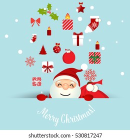 Christmas Greeting Card with Christmas Santa Claus. Vector illustration.