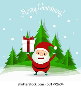 Christmas Greeting Card with Christmas Santa Claus. Vector illustration.