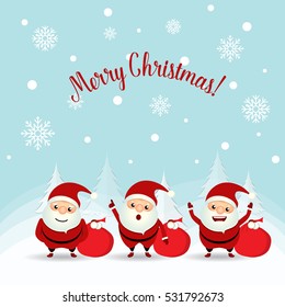 Christmas Greeting Card with Christmas Santa Claus. Vector illustration.