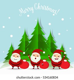 Christmas Greeting Card with Christmas Santa Claus. Vector illustration.