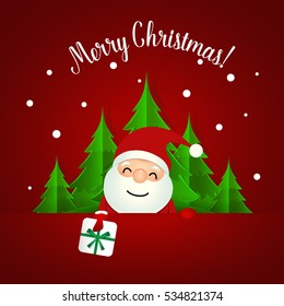 Christmas Greeting Card with Christmas Santa Claus. Vector illustration.